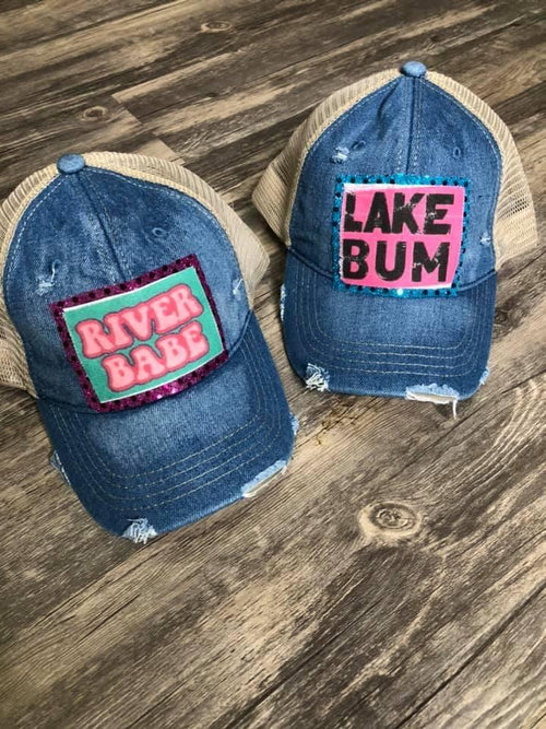 Lake Bum & River Babe Denim Cap vendor-unknown Cap