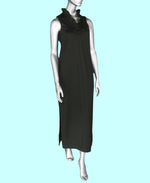 Black Ruffle Neck Sleeveless Maxi Dress