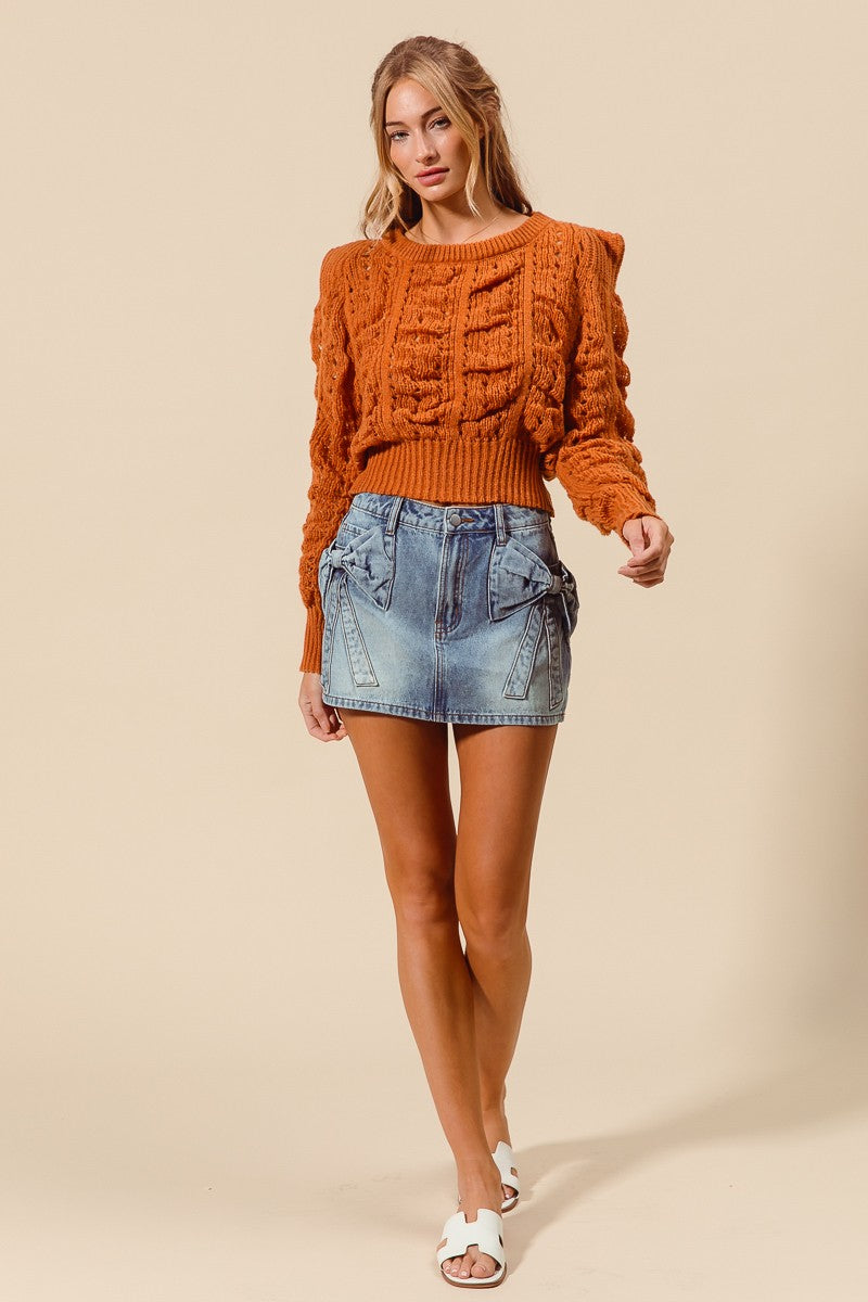 BOW KNOT POCKET DENIM MINI SKIRT