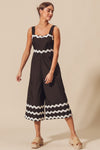 BLACK & IVORY SCALLOP RIC RAC TRIMMED WIDE LEG JUMPSUIT