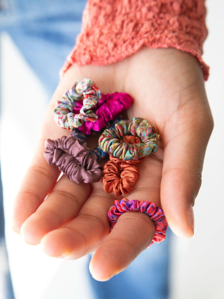 Mini Satin Scrunchie, Set of 8 - Rainbow