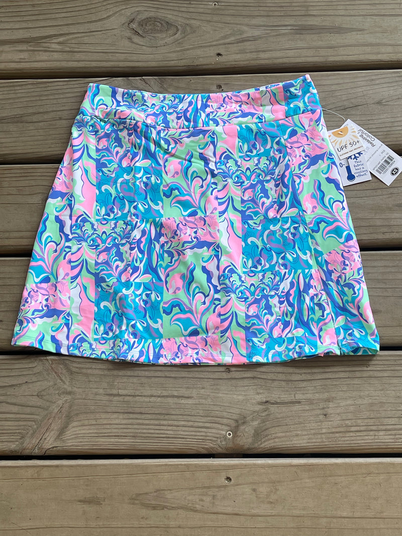 Abstract Floral Zip Skort with UPF50+ Sun Protection