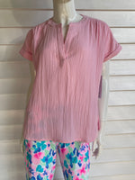 Lulu B Light Pink Short Sleeve Gauze Top