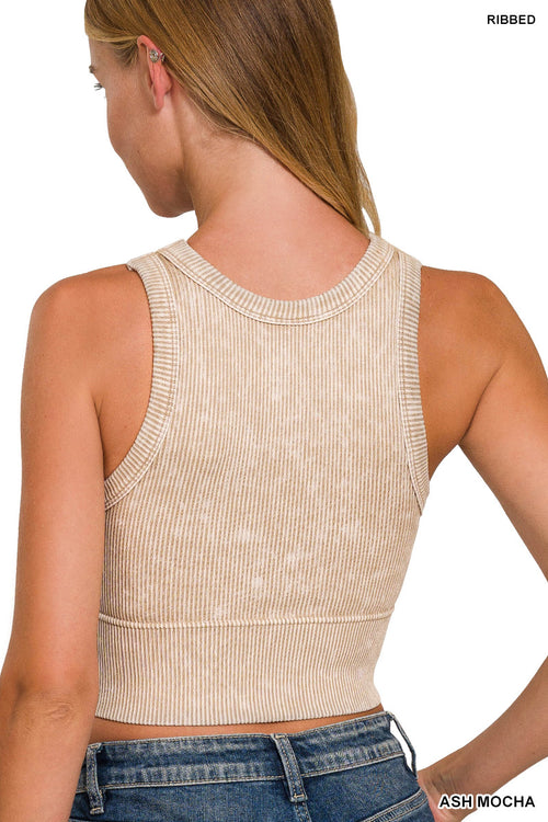 Stone Washed Ribbed Seamless Top