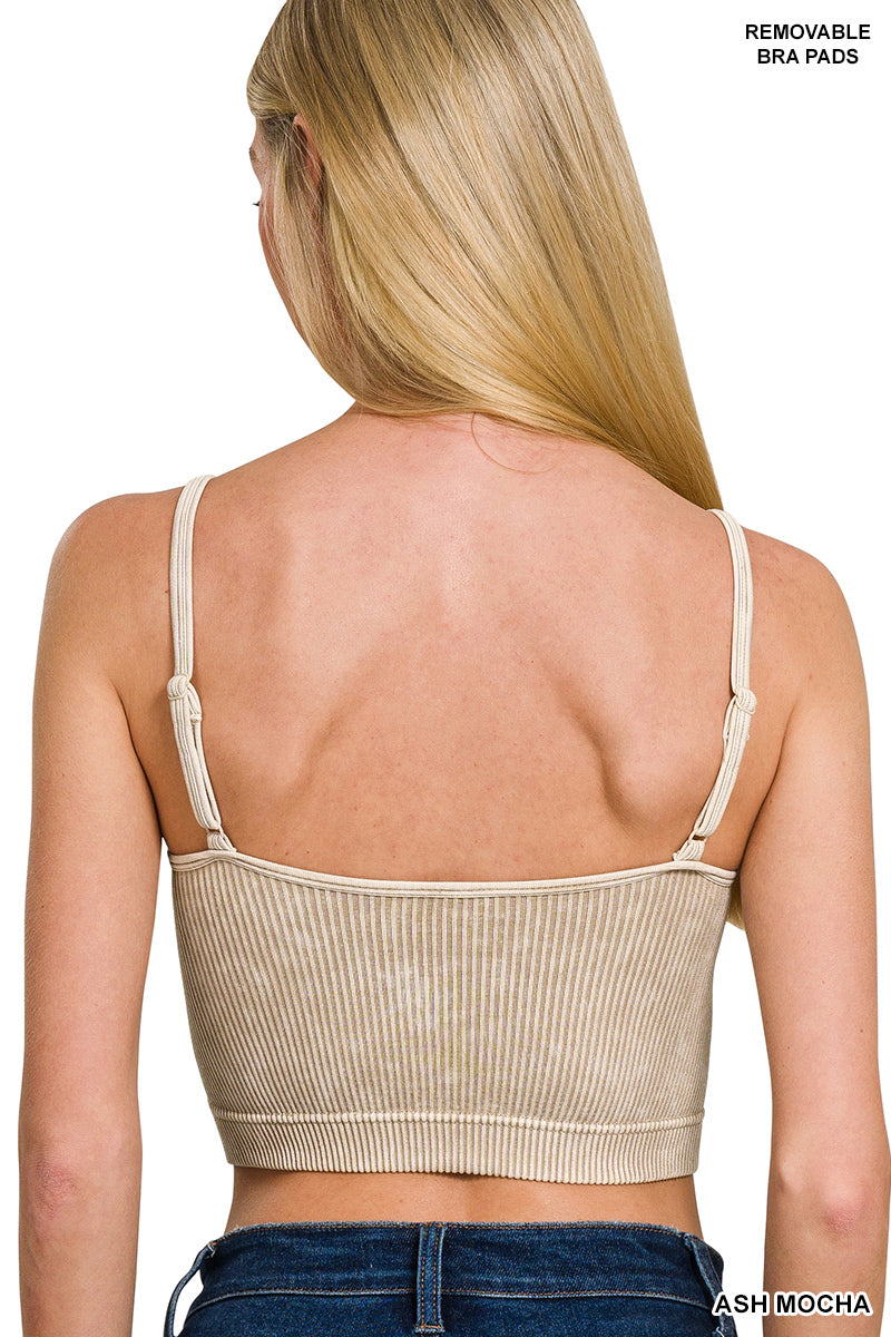 STONE WASHED RIBBED SEAMLESS TANK TOP