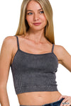 STONE WASHED RIBBED SEAMLESS TANK TOP