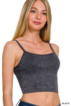 STONE WASHED RIBBED SEAMLESS TANK TOP