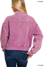 Acid Wash Fleece Half Zip Pullover