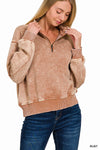 Acid Wash Fleece Half Zip Pullover