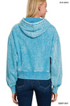 ACID WASH FLEECE CROPPED HOODIE