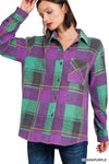 Green & Purple Plaid Shacket