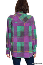 Green & Purple Plaid Shacket