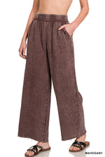 WASHED DOUBLE GAUZE ELASTIC BAND WAIST PANTS