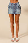 BOW KNOT POCKET DENIM MINI SKIRT