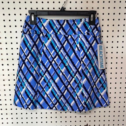 Blue Argyle Print 2-Pocket Pull-On Skort BEACHTIME by Lulu-B