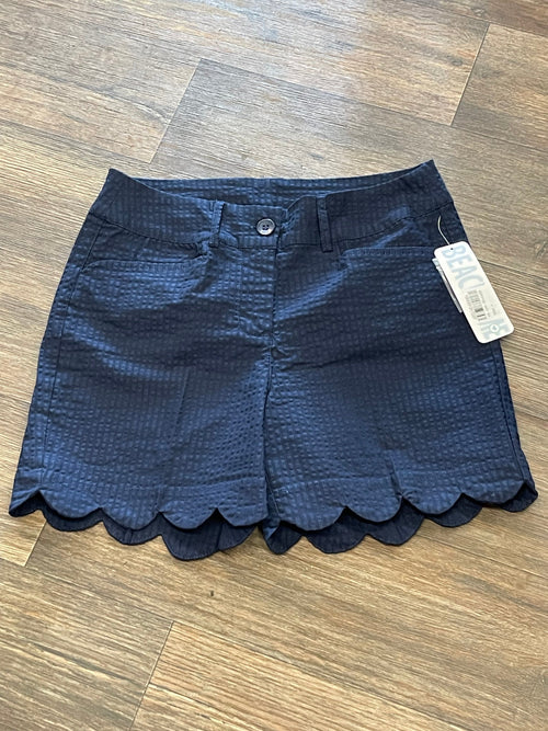 Navy Blue Scallop Hem Shorts BEACHTIME by Lulu-B