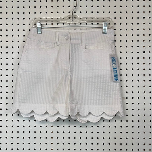 White Scallop Hem Shorts BEACHTIME by Lulu-B