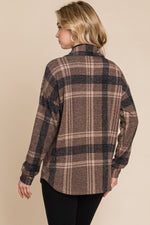 Brown Plaid Button Down Shacket Brown Plaid Button Down Shacket Bombom Shirts & Tops