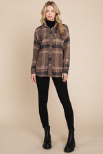 Brown Plaid Button Down Shacket Brown Plaid Button Down Shacket Bombom Shirts & Tops