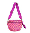 Checkered Double Zip Crescent Sling Bum Bag Checkered Double Zip Crescent Sling Bum Bag Chole Hot Pink/Peach
