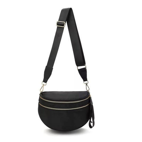 Double Zip Crescent Sling Bum Bag Double Zip Crescent Sling Bum Bag Chole Black