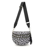 Double Zip Crescent Sling Bum Bag Double Zip Crescent Sling Bum Bag Chole Black Leopard