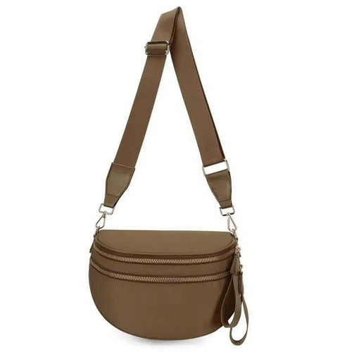 Double Zip Crescent Sling Bum Bag Double Zip Crescent Sling Bum Bag Chole Brown