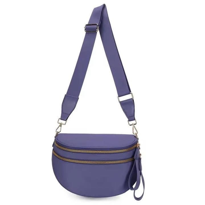 Double Zip Crescent Sling Bum Bag Double Zip Crescent Sling Bum Bag Chole Purple
