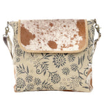 Flower Shoulder Bag w/ Cowhide Flap Clea Ray