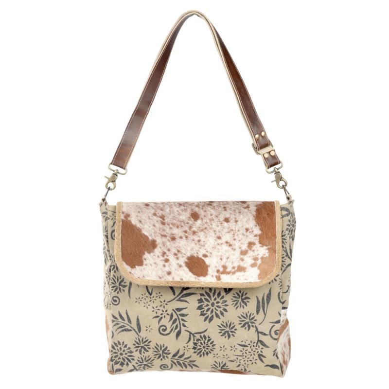 Flower Shoulder Bag w/ Cowhide Flap Flower Shoulder Bag w/ Cowhide Flap Clea Ray