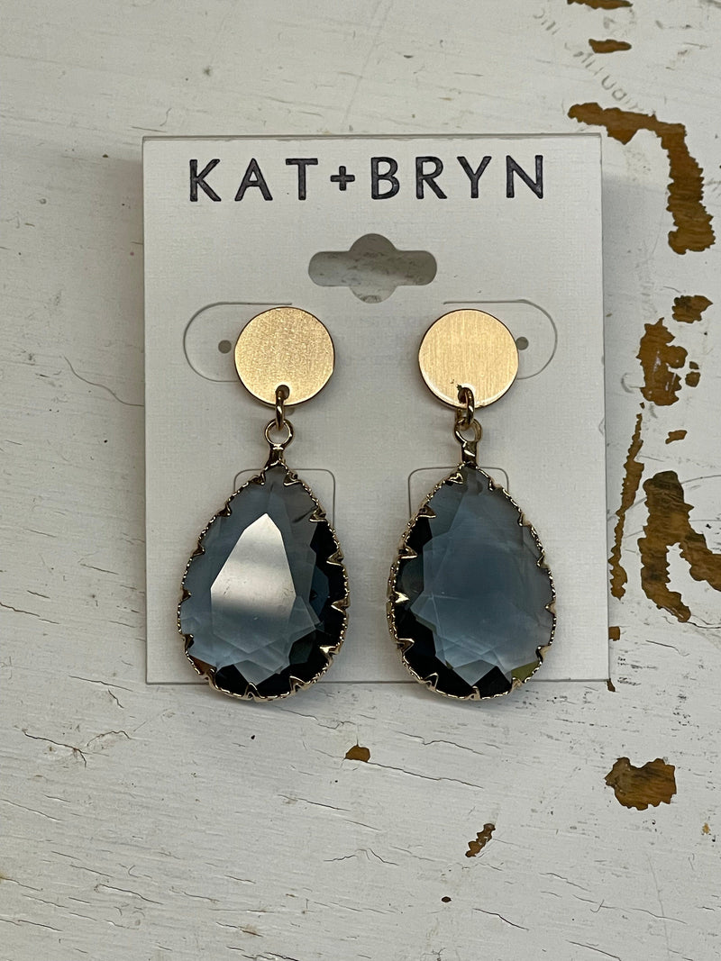 Black Crystal Teardrop Earrings Kat & Bryn