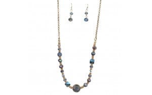 Blue Precious Beads Earring/Necklace Set Kat & Bryn