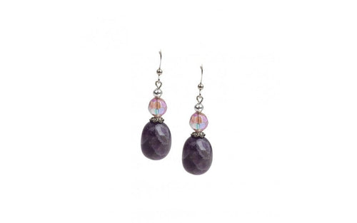 Purple Glass Bead Drop Earrings Kat & Bryn