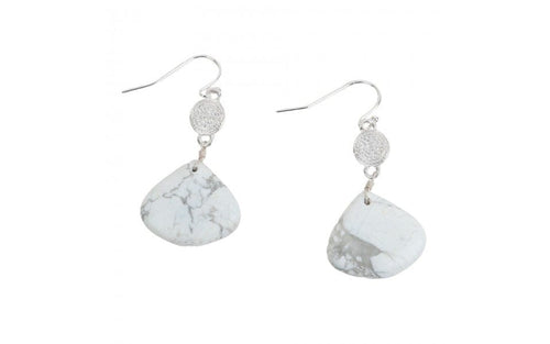 White Semi Precious Bead Dangle Earrings Kat & Bryn
