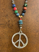 Beaded Necklace w/ Peace Pendant Lost & Found Trading Co.