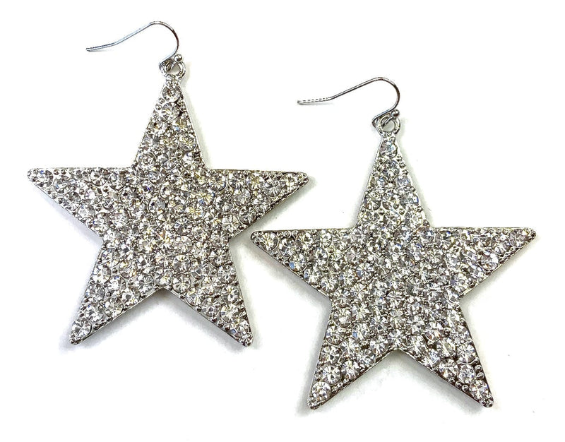 Blinged Silver Star Earrings Blinged Silver Star Earrings Lost & Found Trading Co.