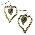 Funky Hearts Brass Dangle Earrings Lost & Found Trading Co.