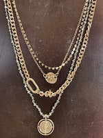 Mixed Layered Chains & Faux Carabiner Necklace Lost & Found Trading Co.