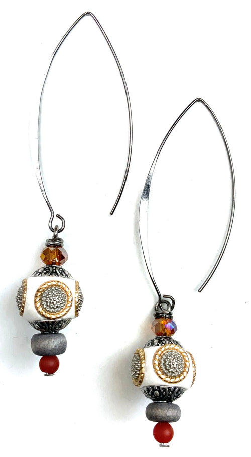 Open Kidney Wire w/ Fancy Bead Earrings Open Kidney Wire w/ Fancy Bead Earrings Lost & Found Trading Co.