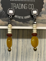 Ornate Square Post Earrings w/ Drop Lost & Found Trading Co.