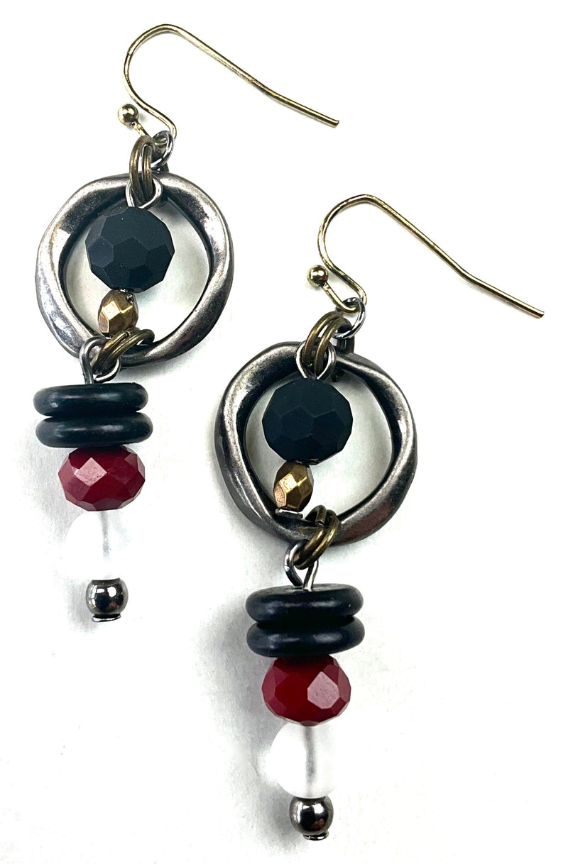 Ring Linear w/Bead Dangle Earrings Ring Linear w/Bead Dangle Earrings Lost & Found Trading Co.