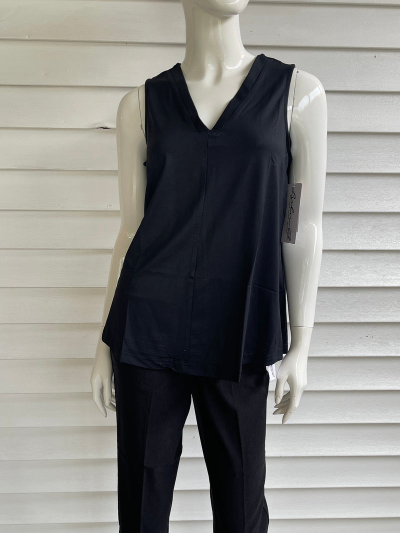 Black Sleeveless V-Neck Top Lulu-B