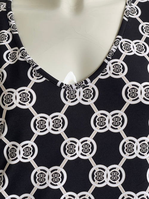 Black & White Medallion Puffed Sleeve Dress Lulu-B