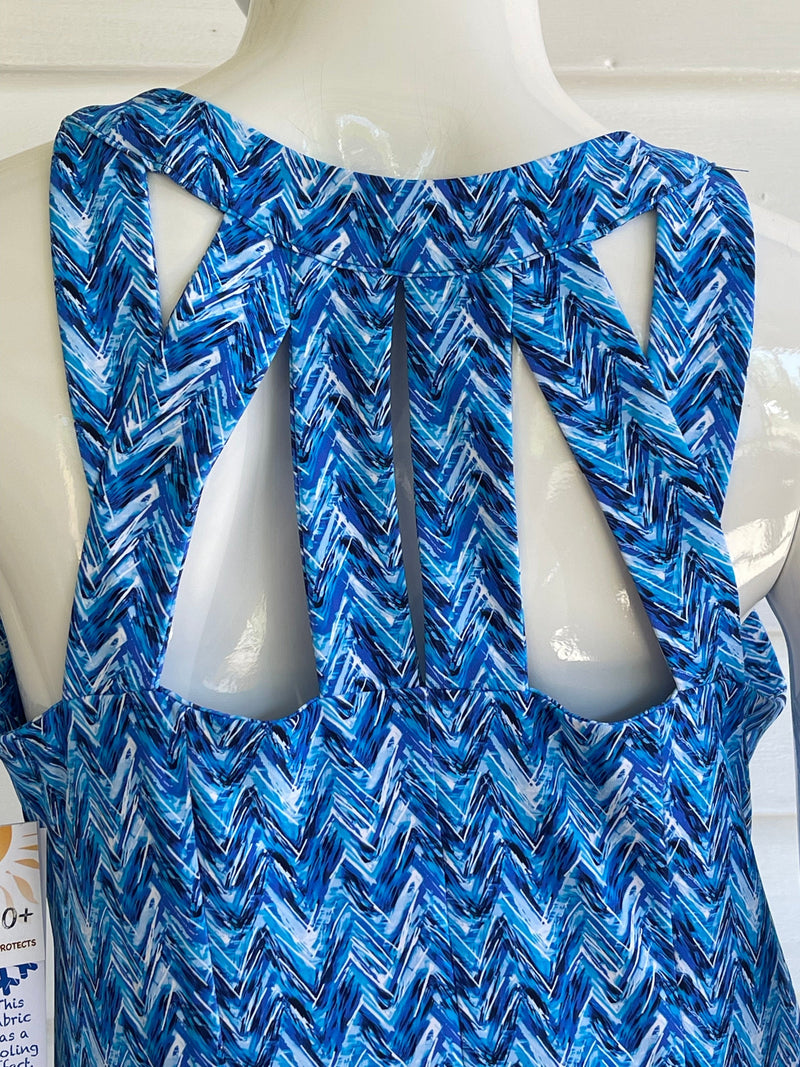 Blue Chevron Print Sexy Maxi Dress Lulu-B