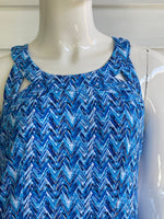 Blue Chevron Print Sexy Maxi Dress Lulu-B