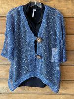 Blue Mesh Open Weave Cardigan Blue Mesh Open Weave Cardigan Lulu-B