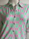 Green & Pink Medallion Collar Button Down Dress Lulu-B