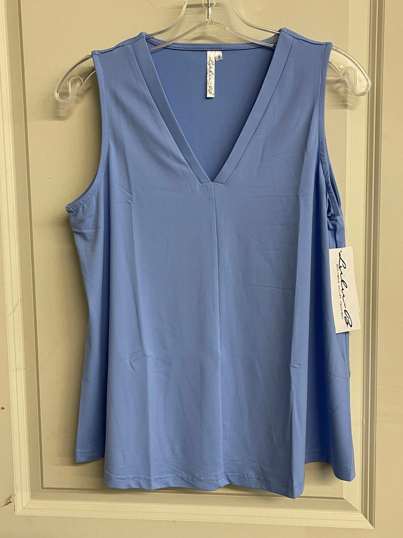 Periwinkle Sleeveless V-Neck Top – Old Skool Boutique