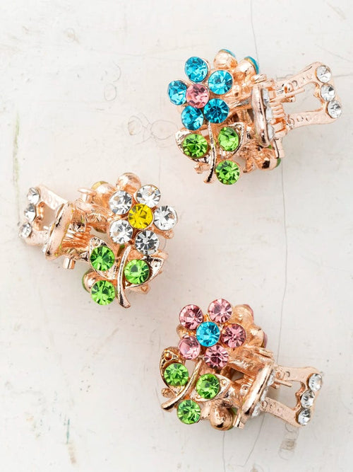 Rhinestone Daisy Claw Clips, Set of 3 - Multicolored Rhinestone Daisy Claw Clips, Set of 3 - Multicolored Natural Life