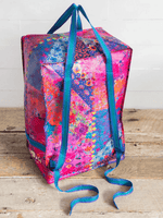 XL Backpack Tote Bag - Washed Black Rose Patchwork Natural Life
